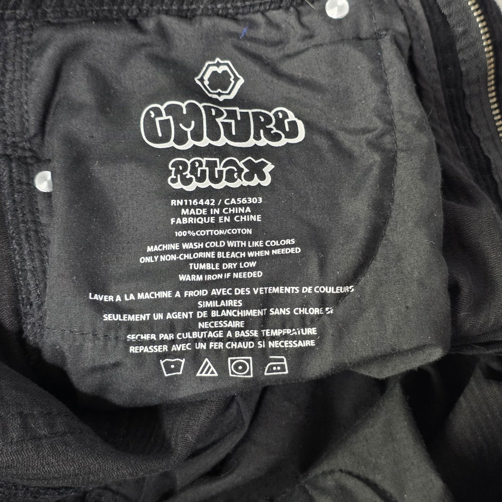Empyre Relax Corduroy Shorts Men's 28 Black Loose Baggy Skater Trendy Y2K - Picture 8 of 8